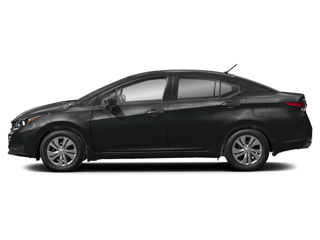 Left-facing black 2025 Nissan Versa at Bourbannais, IL dealership