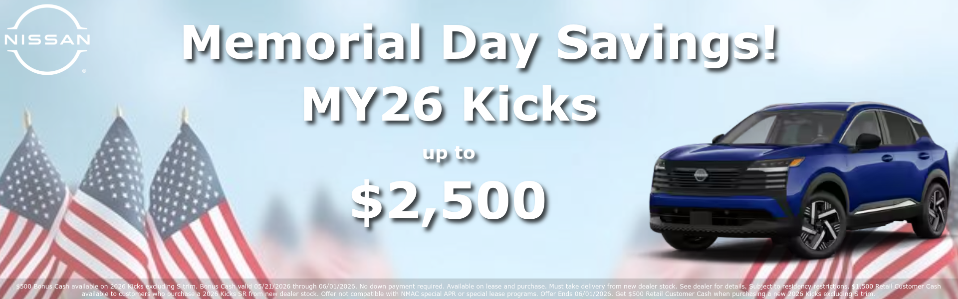 Memorial Day Savings MY26 Kicks up to $2,500