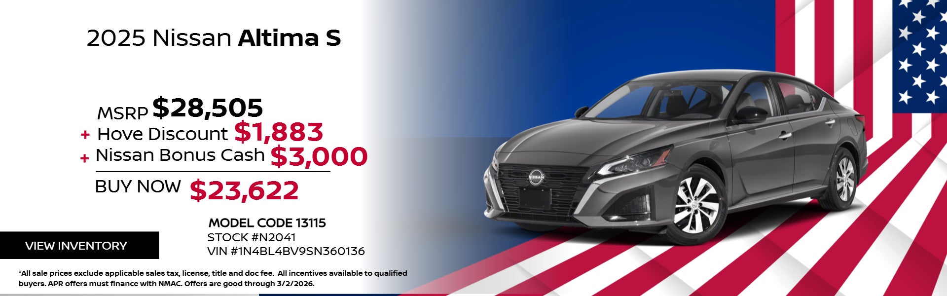 Silver 2025 Nissan Altima on President Day theme