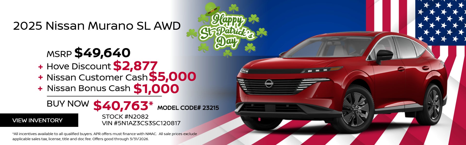 Red 2025 Nissan Murano on President Day theme