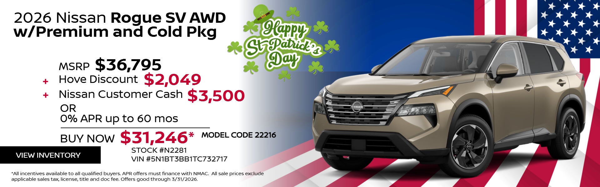 Metallic 2026 Nissan Rogue on President Day theme